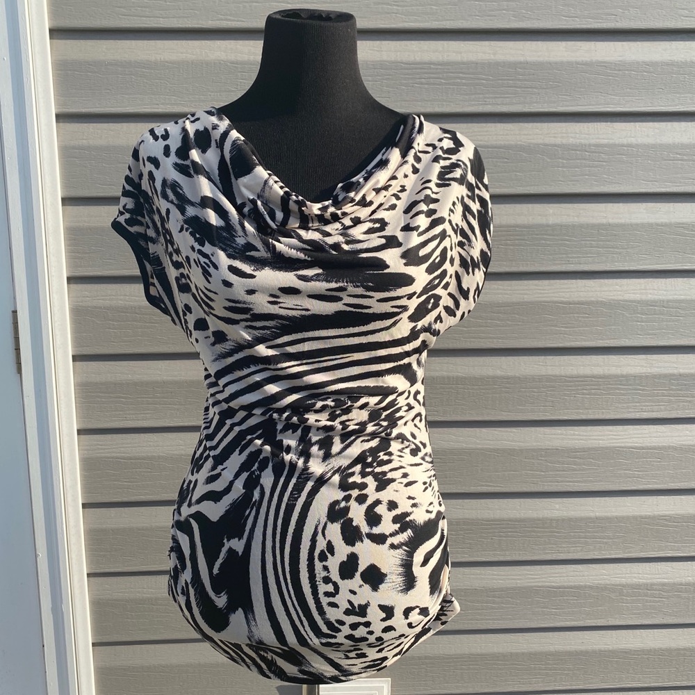 Women’s Cowl Neck Zebra Print Blouse Size Medium